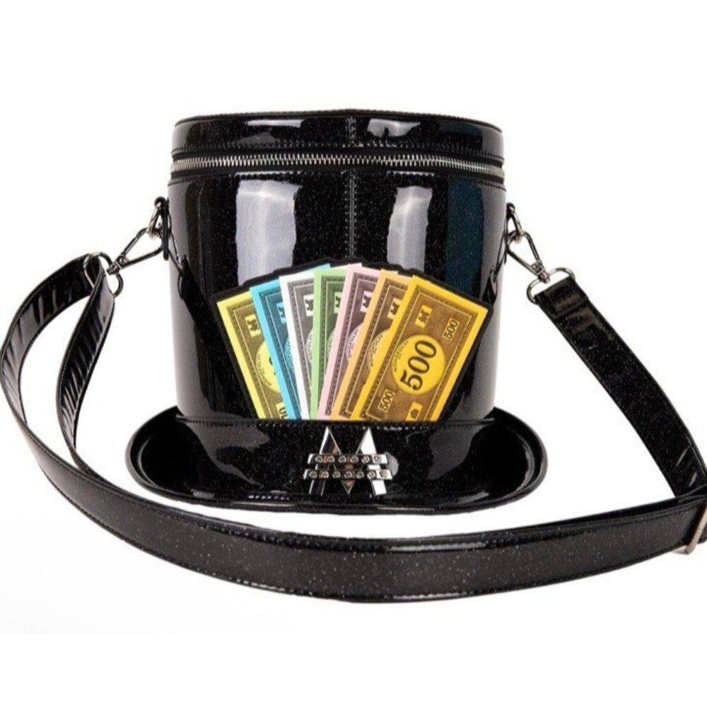 Loungefly Monopoly Top Hat Glitter Figural Crossbody Bag Money Purse NWT